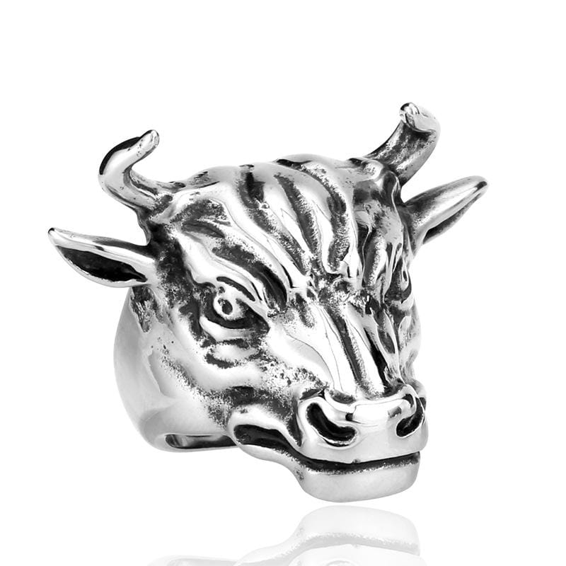 Men's Punk Bull Head of Wall Street Rings - Image 5