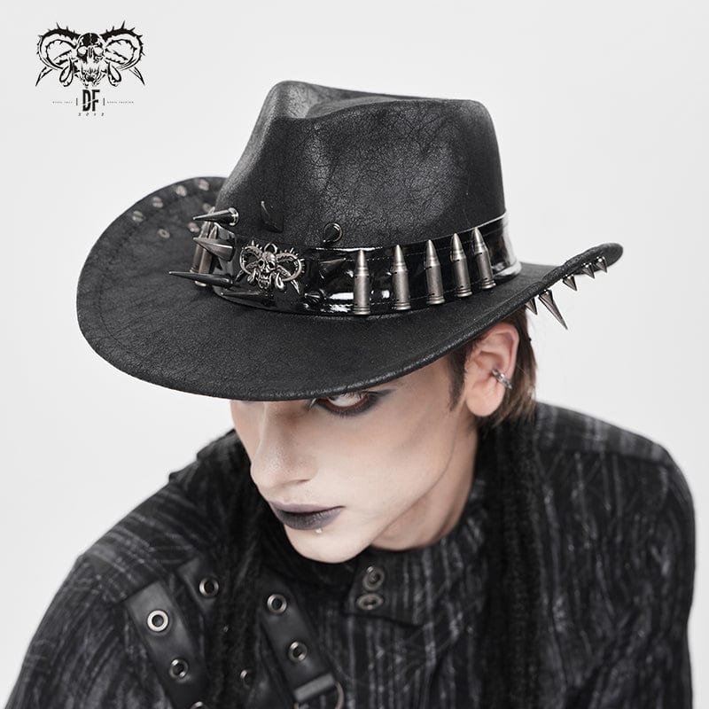 Men's Punk Bullet Skull Rivet Hat - Image 2