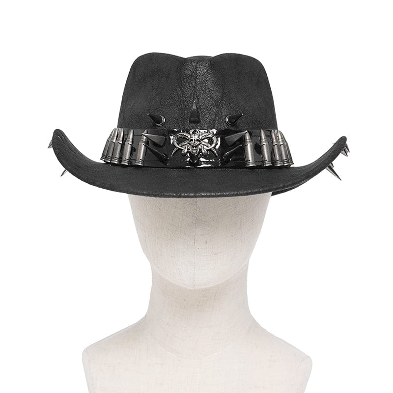 Men's Punk Bullet Skull Rivet Hat - Image 5