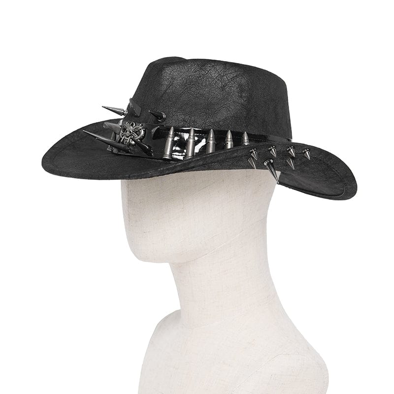 Men's Punk Bullet Skull Rivet Hat - Image 6