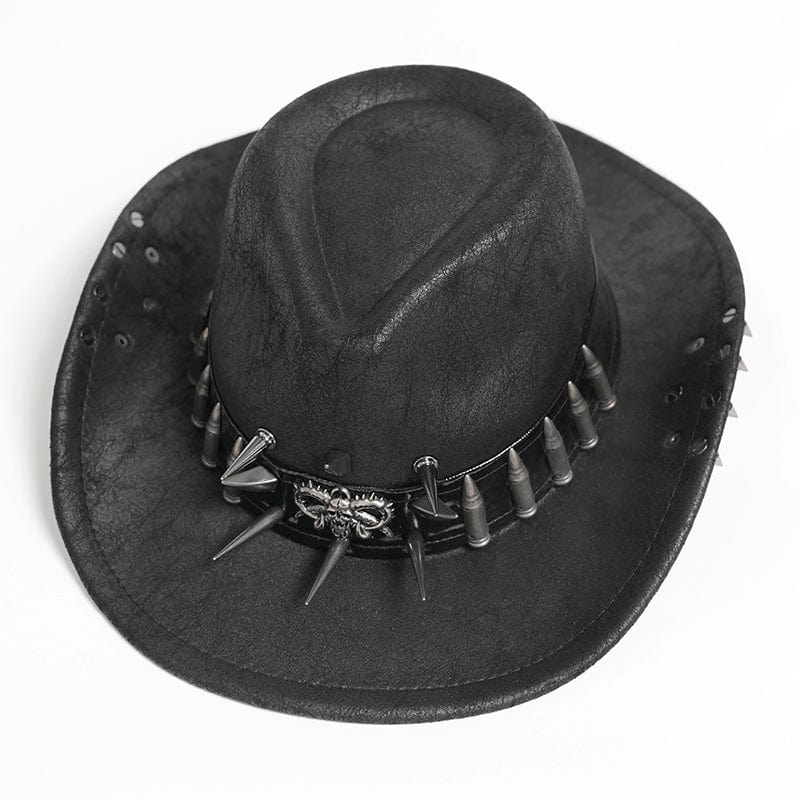 Men's Punk Bullet Skull Rivet Hat - Image 8