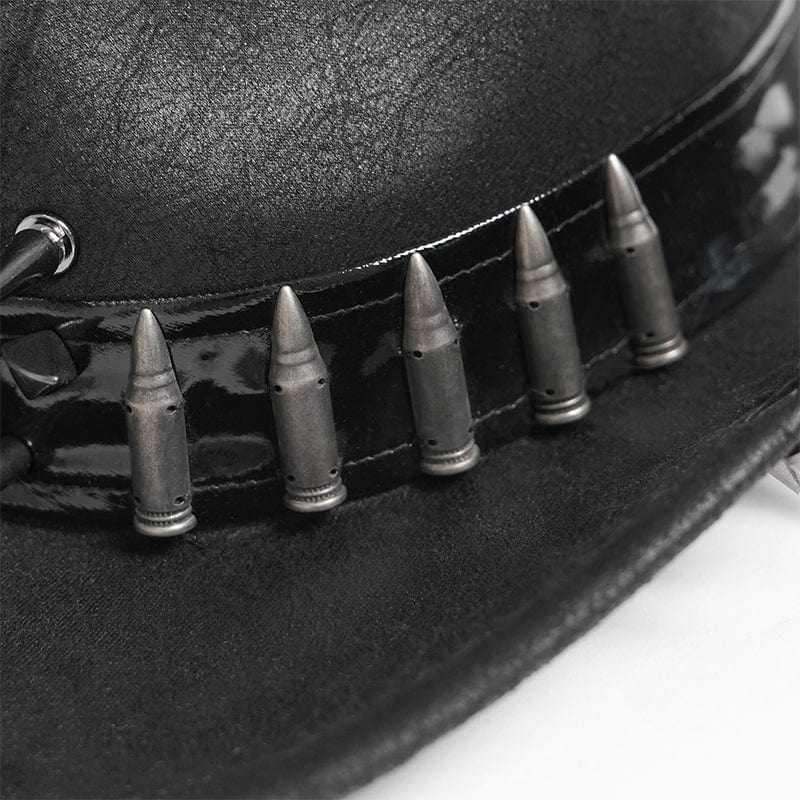 Men's Punk Bullet Skull Rivet Hat - Image 9