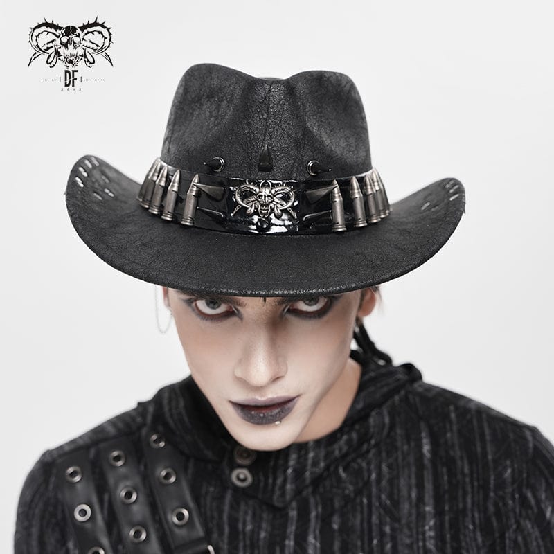 Men's Punk Bullet Skull Studded Hat