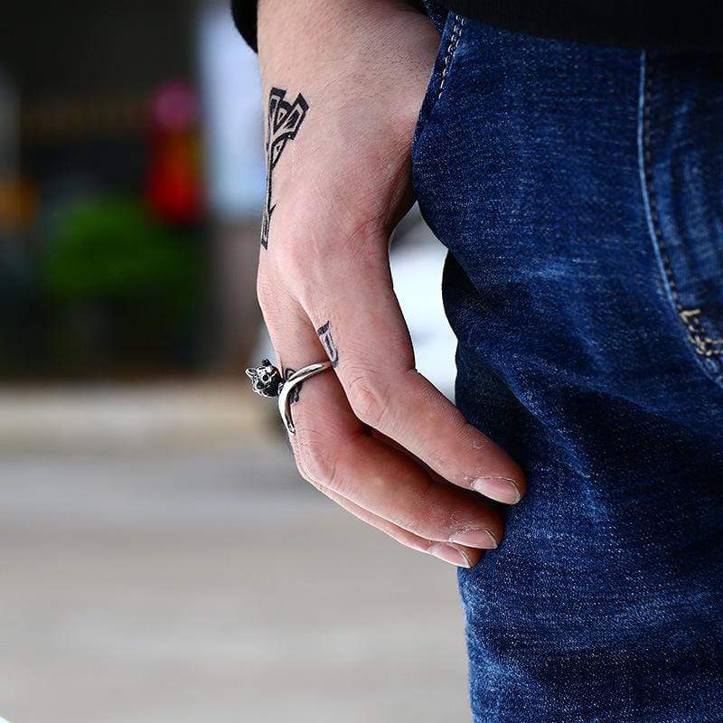 Men's Punk Cat's Head Ring - Image 4