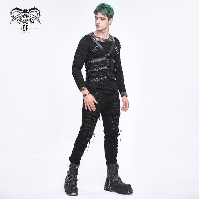 Men's Punk Crossed Buckle Faux Leather Harness - Image 5