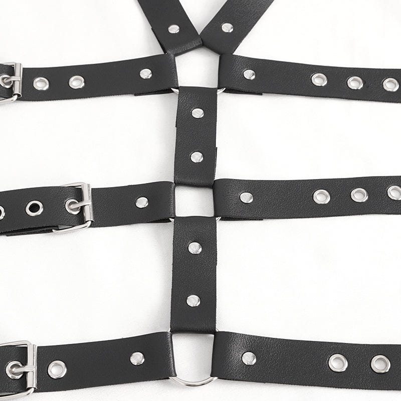 Men's Punk Crossed Buckle Faux Leather Harness - Image 9