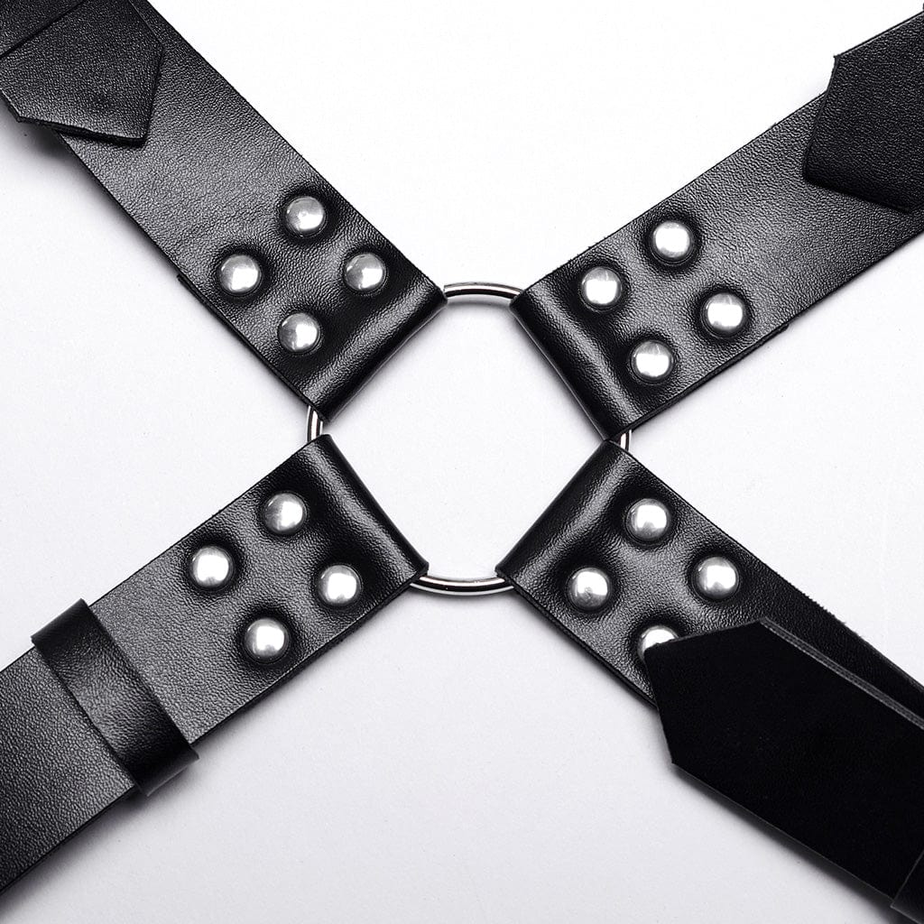 Men's Punk Crossed Faux Leather Harness - Image 6