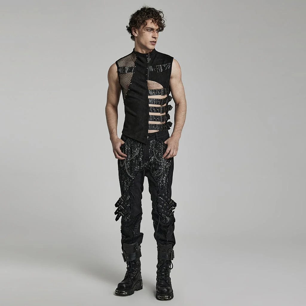 Men's Punk Cutout Buckles Vest - Image 4