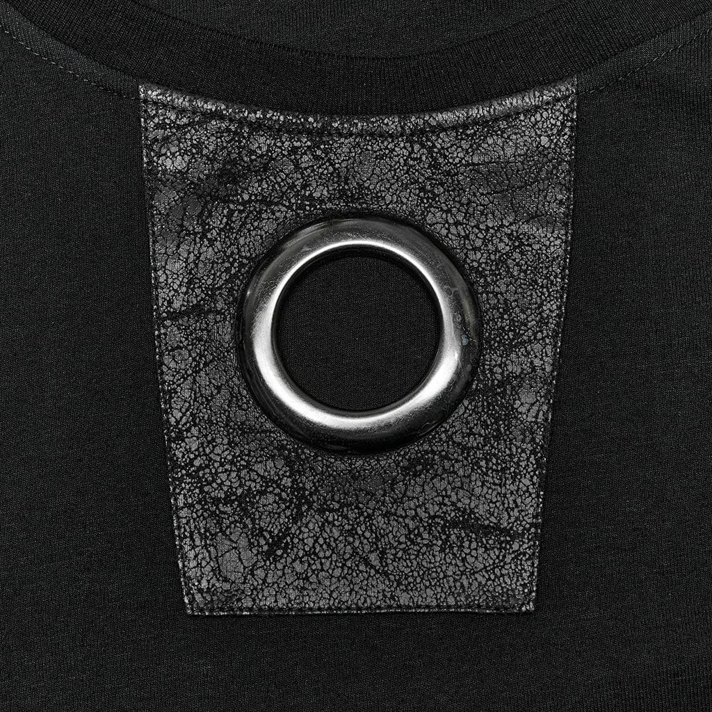 Men's Punk Cutout T-shirt with Detachable Shoulder Pad - Image 7