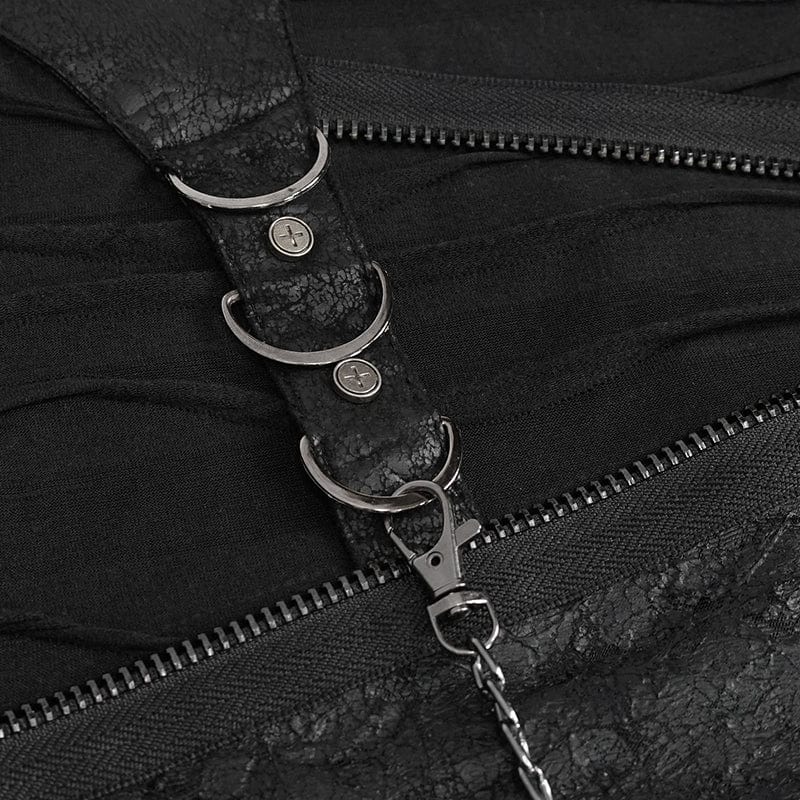 Men's Punk Cutout Zipper Strap T-shirt - Image 13