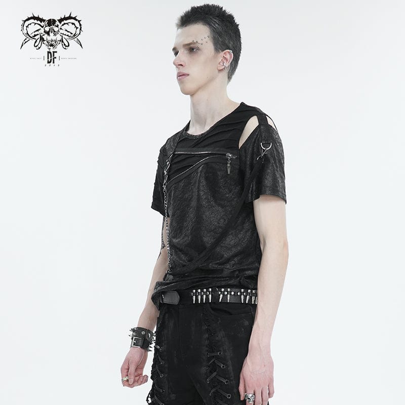 Men's Punk Cutout Zipper Strap T-shirt - Image 4