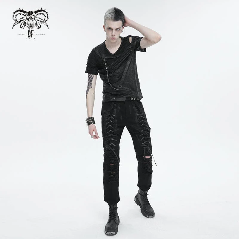 Men's Punk Cutout Zipper Strap T-shirt - Image 6