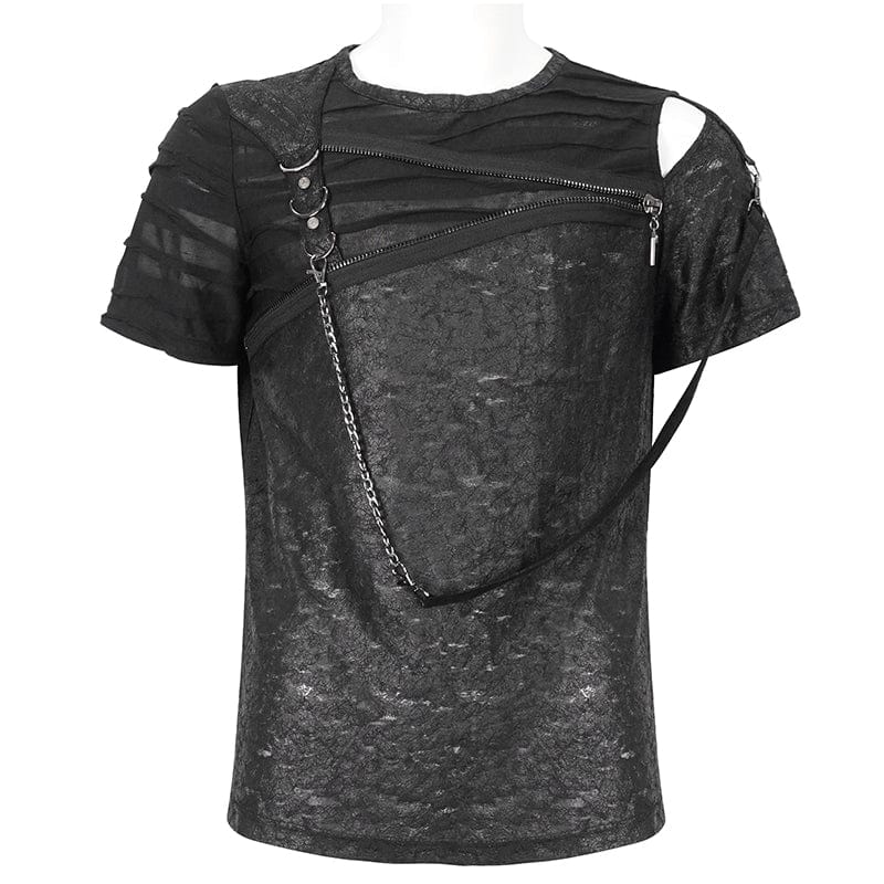 Men's Punk Cutout Zipper Strap T-shirt - Image 7