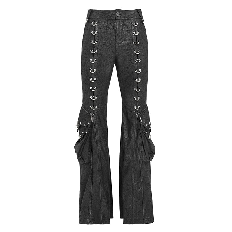 Men's Punk D-ring Buckle Big Pockets Flared Trousers - Image 7