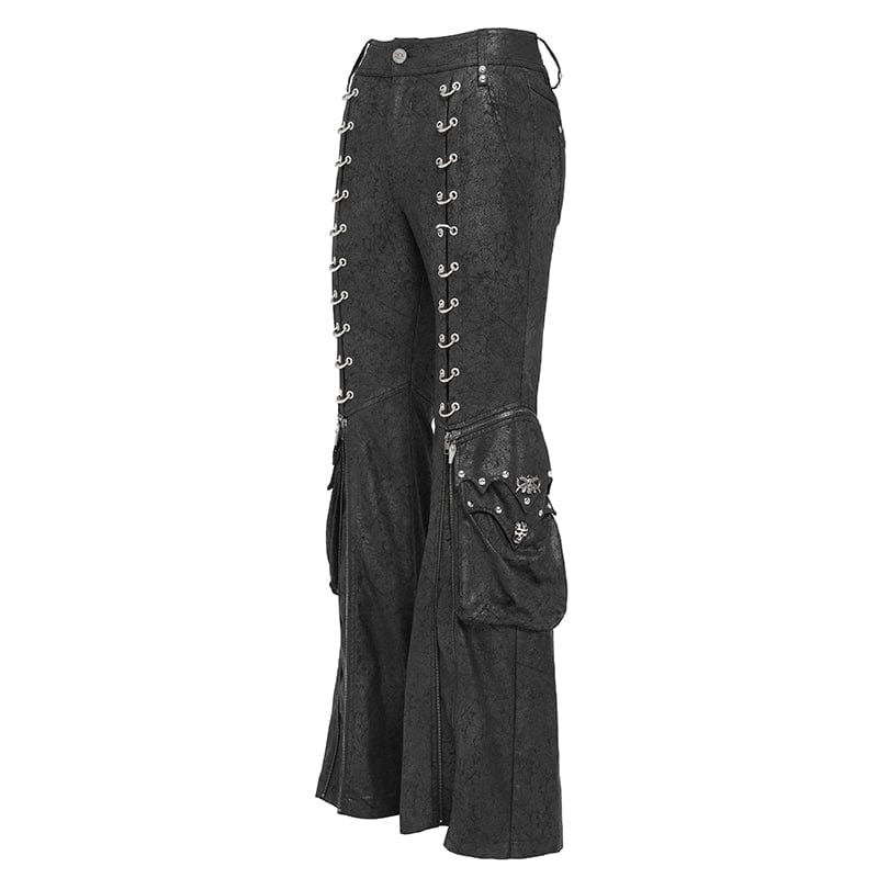 Men's Punk D-ring Buckle Big Pockets Flared Trousers - Image 8