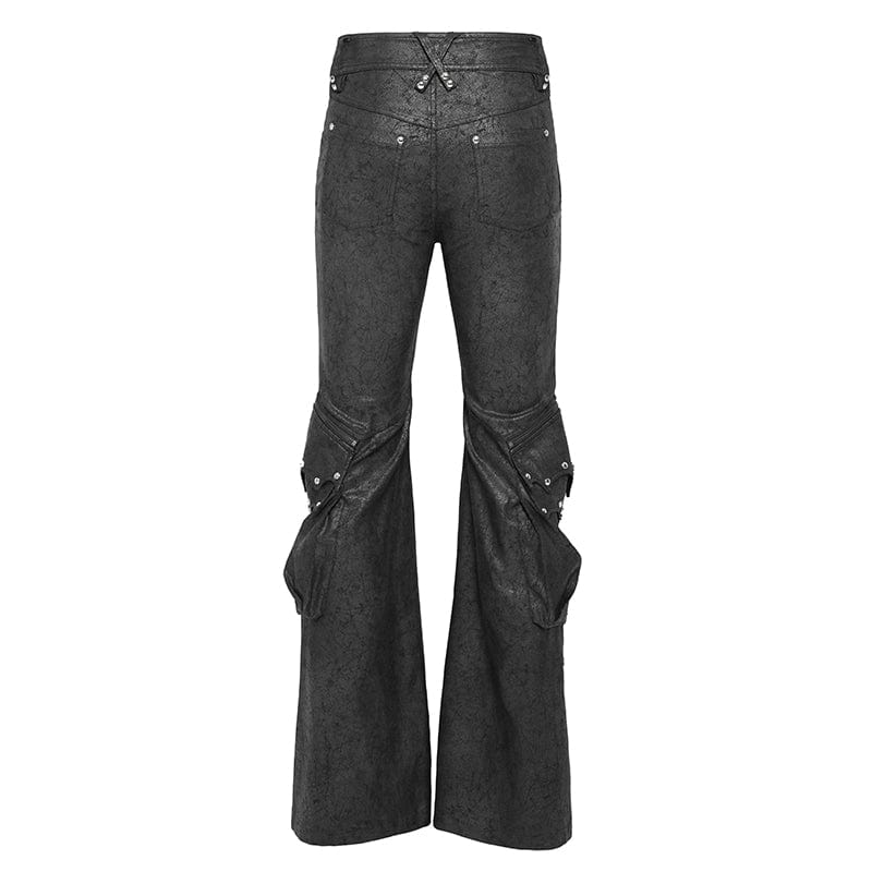 Men's Punk D-ring Buckle Big Pockets Flared Trousers - Image 9