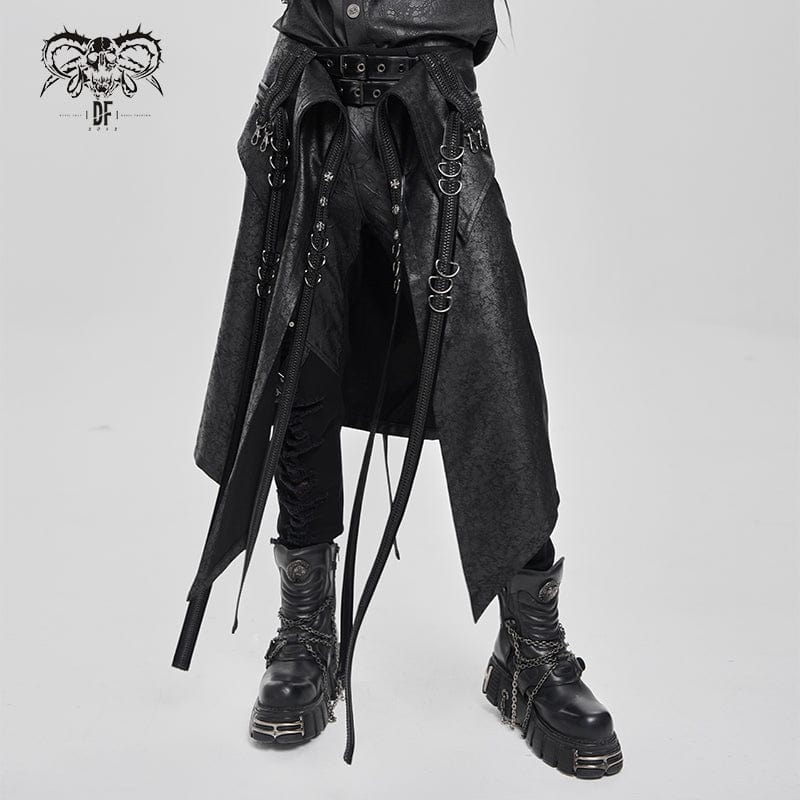 Men's Punk D-ring Multi-zippered Buckle-up Skirt