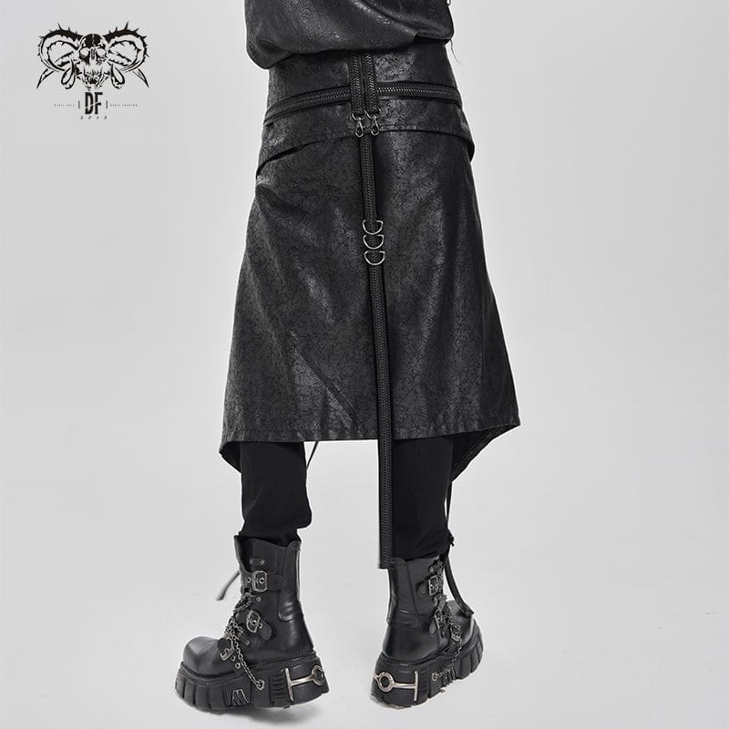 Men's Punk D-ring Multi-zippered Buckle-up Skirt - Image 4
