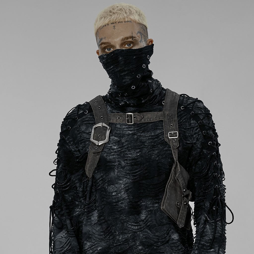 Men's Punk Distressed Buckles Harness with Bag