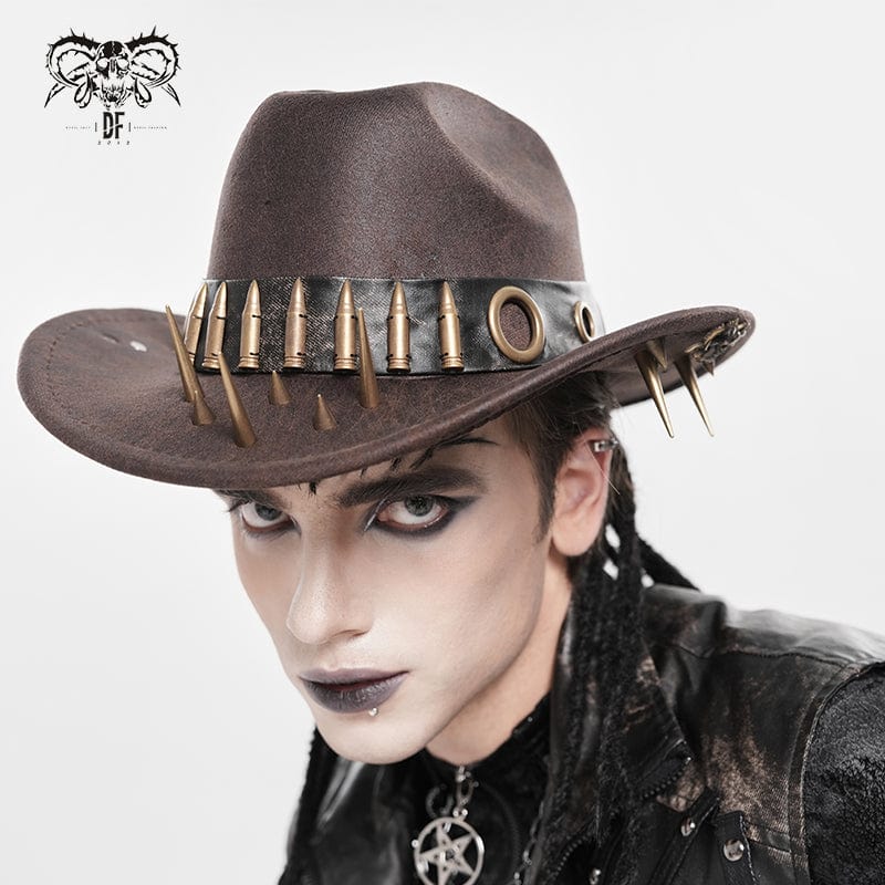 Men's Punk Eyelet Bullet Studded Hat - Image 2