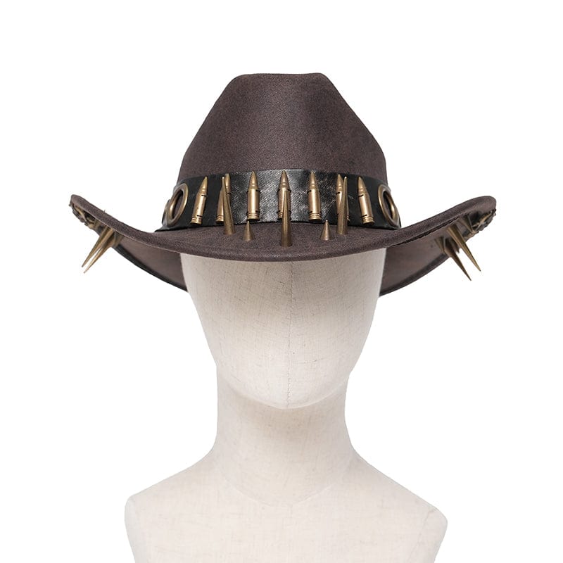 Men's Punk Eyelet Bullet Studded Hat - Image 5