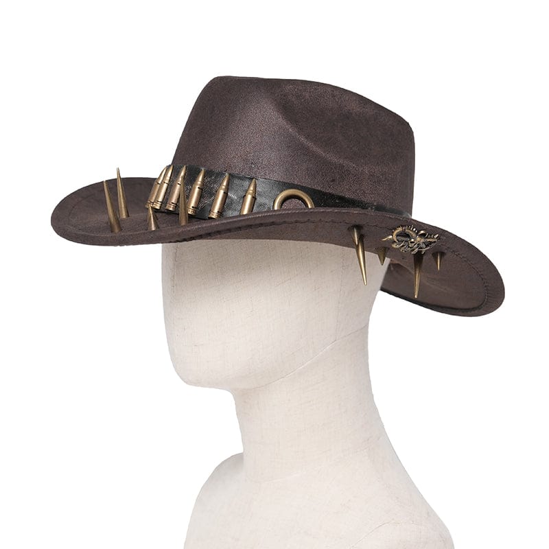 Men's Punk Eyelet Bullet Studded Hat - Image 6