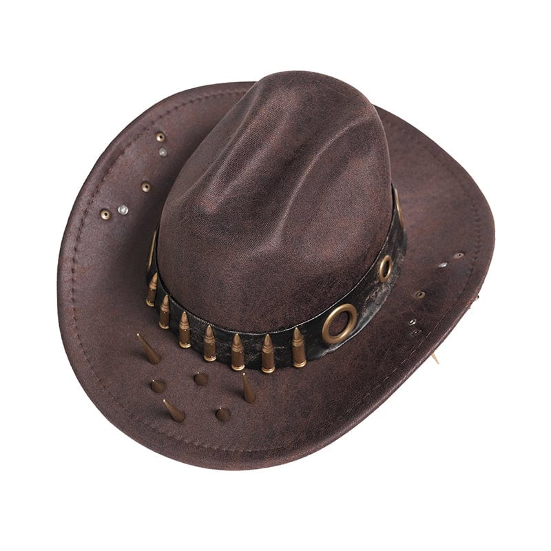 Men's Punk Eyelet Bullet Studded Hat - Image 8
