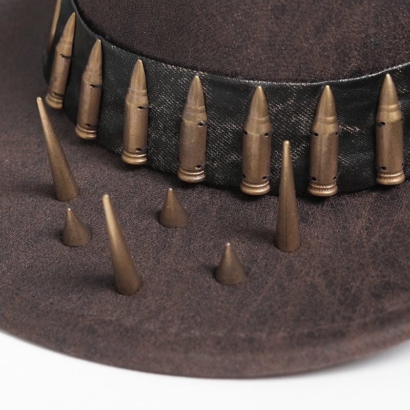 Men's Punk Eyelet Bullet Studded Hat - Image 9