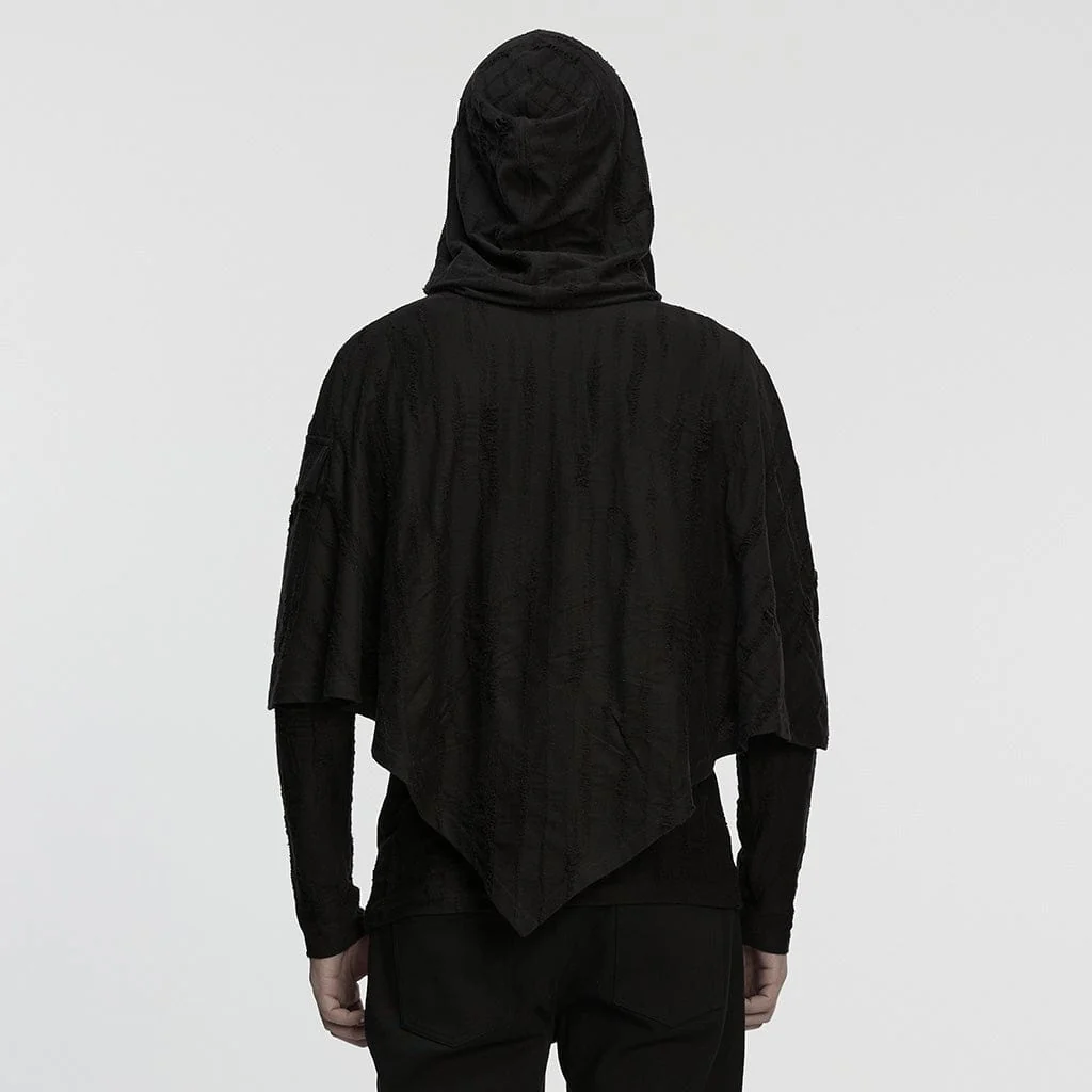 Men's Punk Eyelet Ripped Hoodie - Image 3