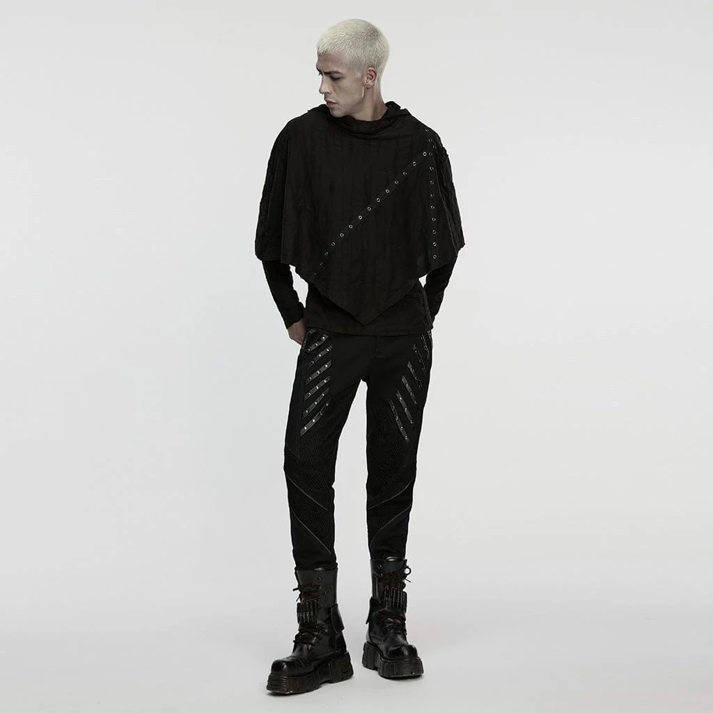 Men's Punk Eyelet Ripped Hoodie - Image 4