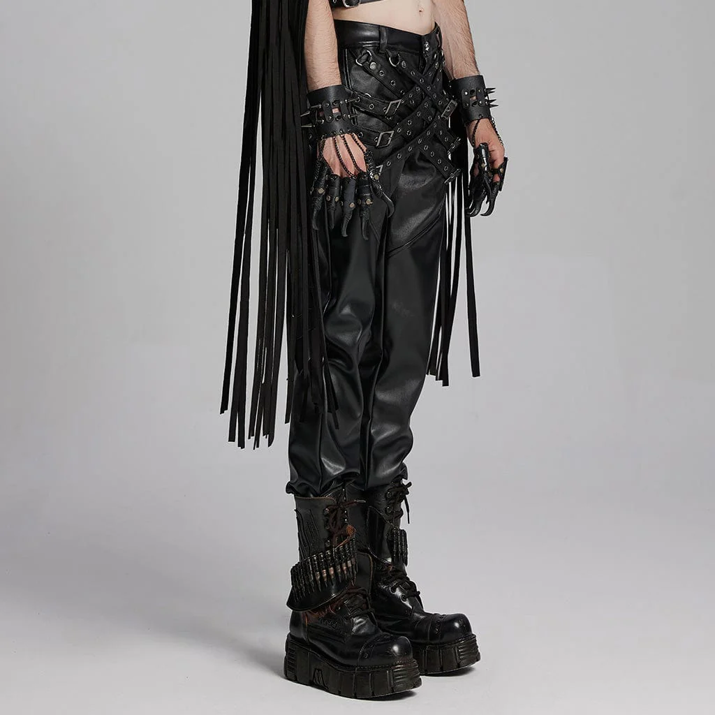 Men's Punk Eyelets Buckle-up Strap Pants - Image 2