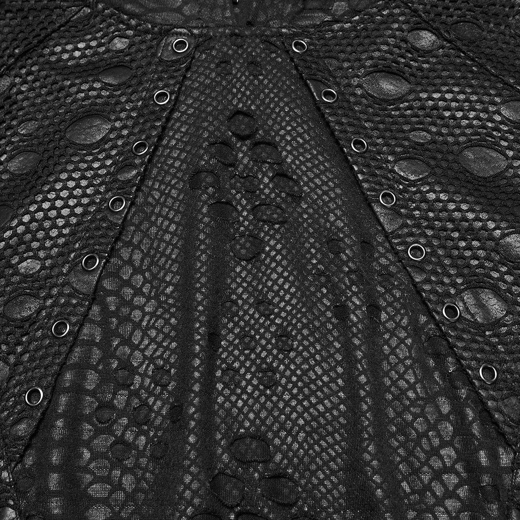 Men's Punk Eyelets Ripped Loose Hoodie - Image 7
