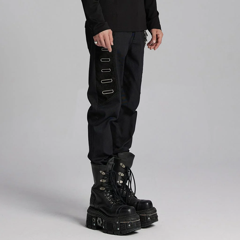Men's Punk Eyelets Skull Button Pants - Image 2