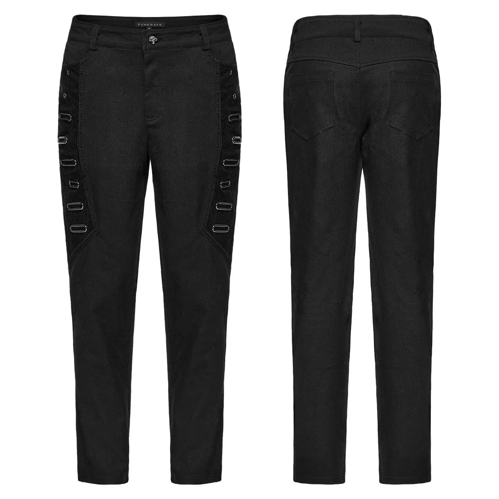 Men's Punk Eyelets Skull Button Pants - Image 5