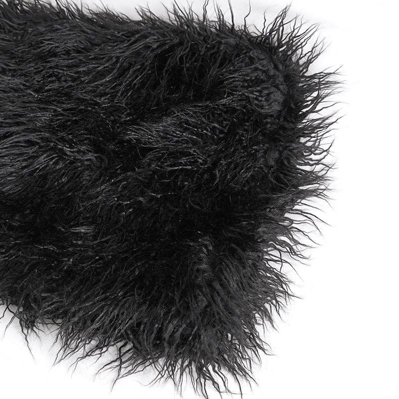 Men's Punk Faux Fur Scarf with Hood - Image 11