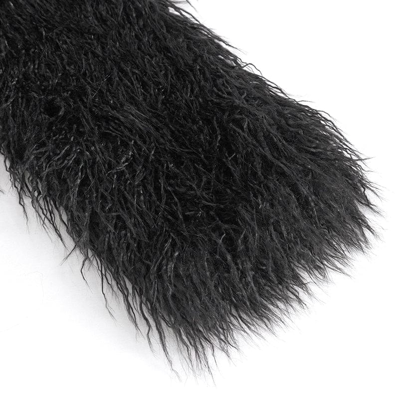 Men's Punk Faux Fur Scarf with Hood - Image 12