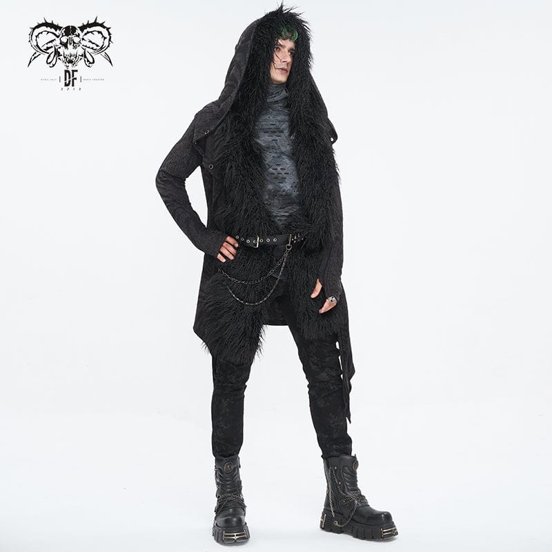 Men's Punk Faux Fur Scarf with Hood - Image 5