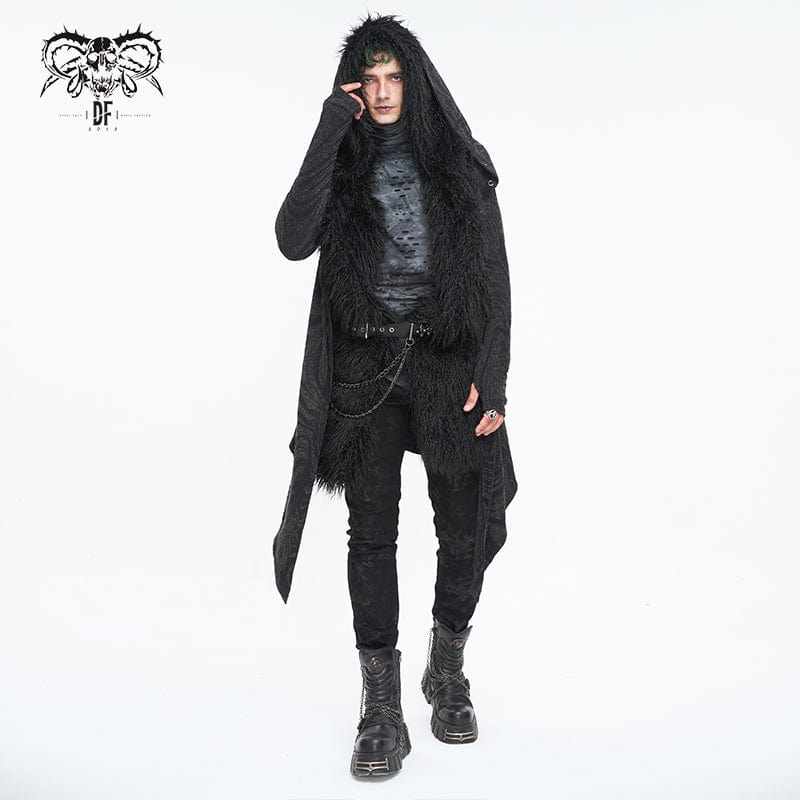 Men's Punk Faux Fur Scarf with Hood - Image 6