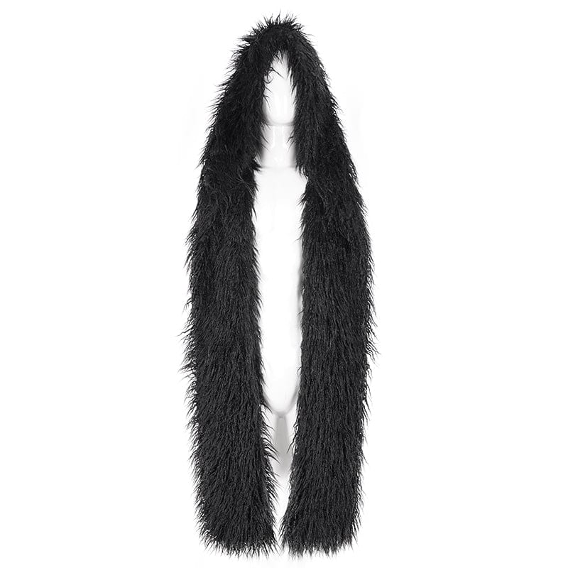 Men's Punk Faux Fur Scarf with Hood - Image 7