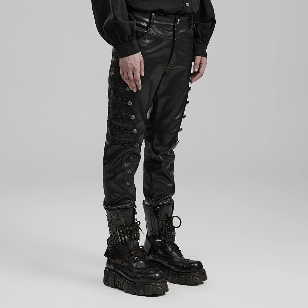 Men's Punk Faux Leather Pants - Image 2