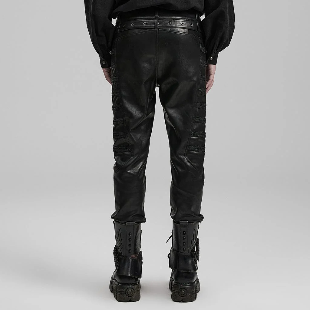 Men's Punk Faux Leather Pants - Image 3