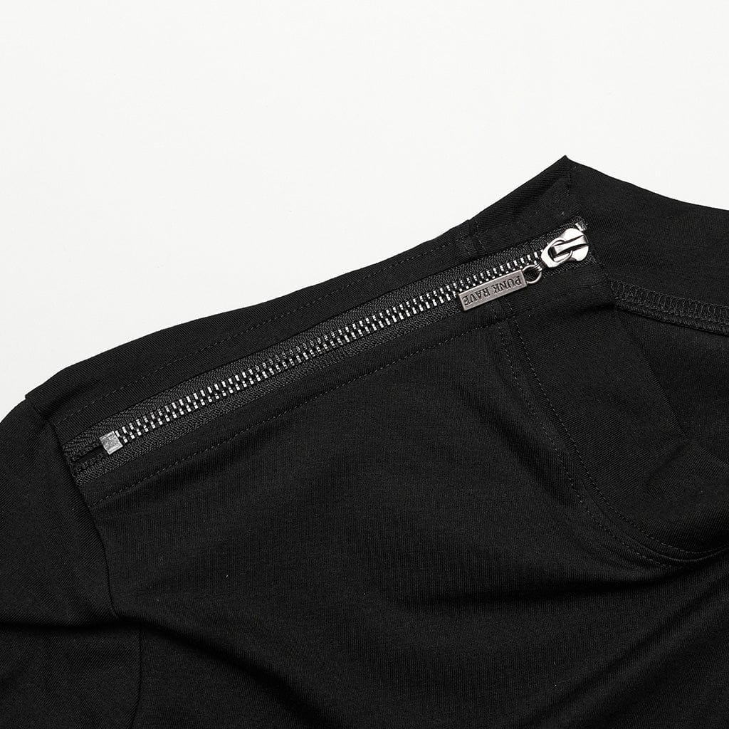 Men's Punk Faux Leather Splice Shirt - Image 8
