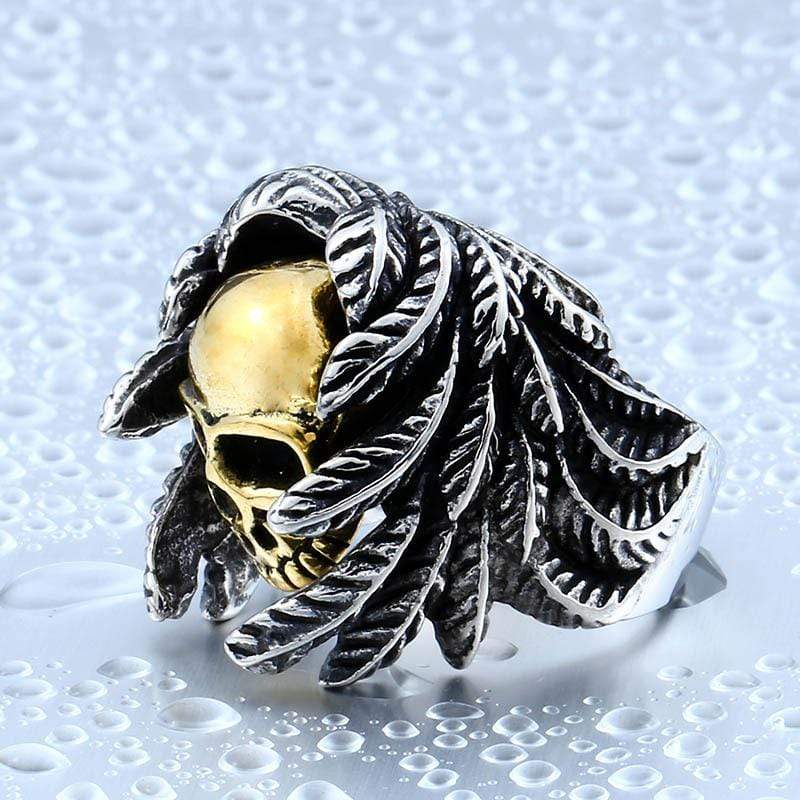 Men's Punk Feather Skulls Rings - Image 3
