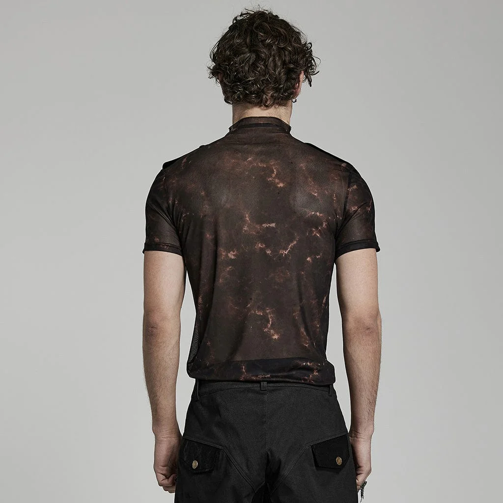 Men's Punk Flaming Mesh Shirt - Image 3