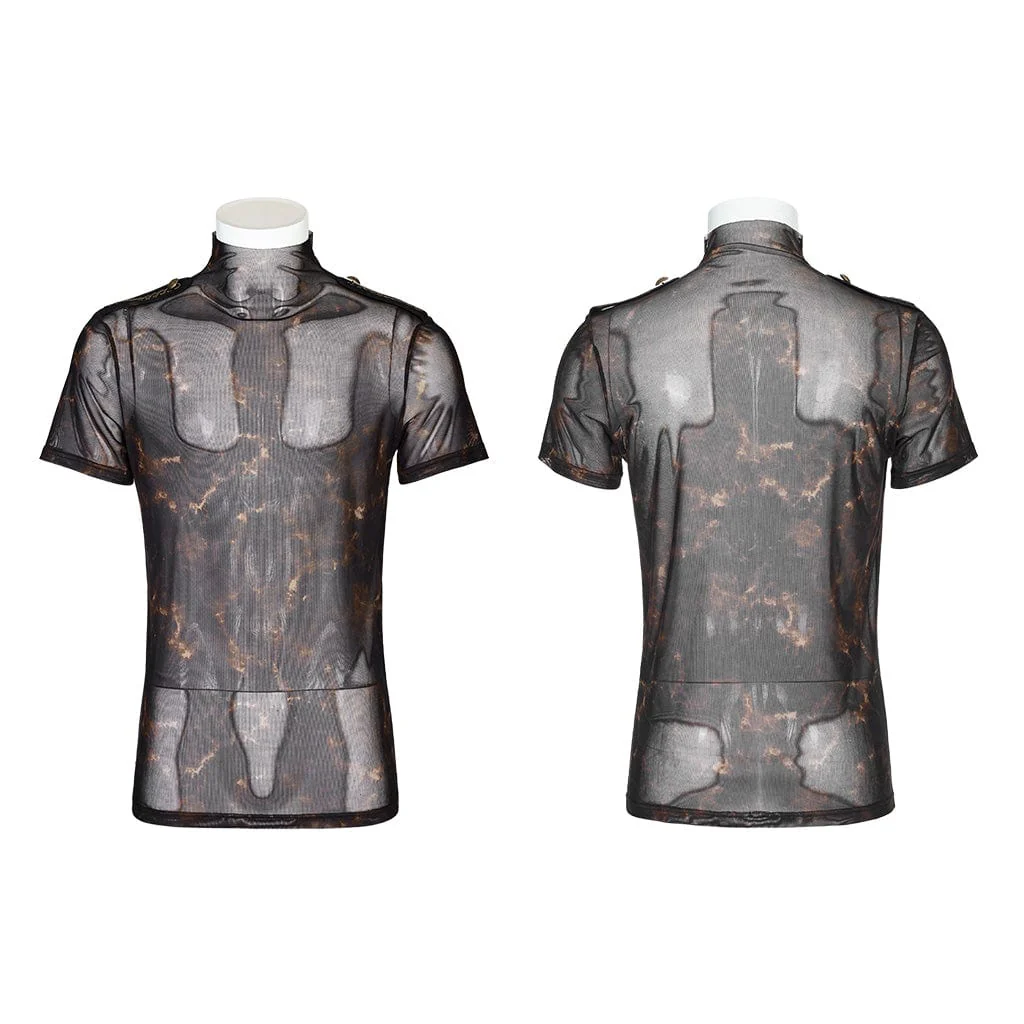 Men's Punk Flaming Mesh Shirt - Image 5