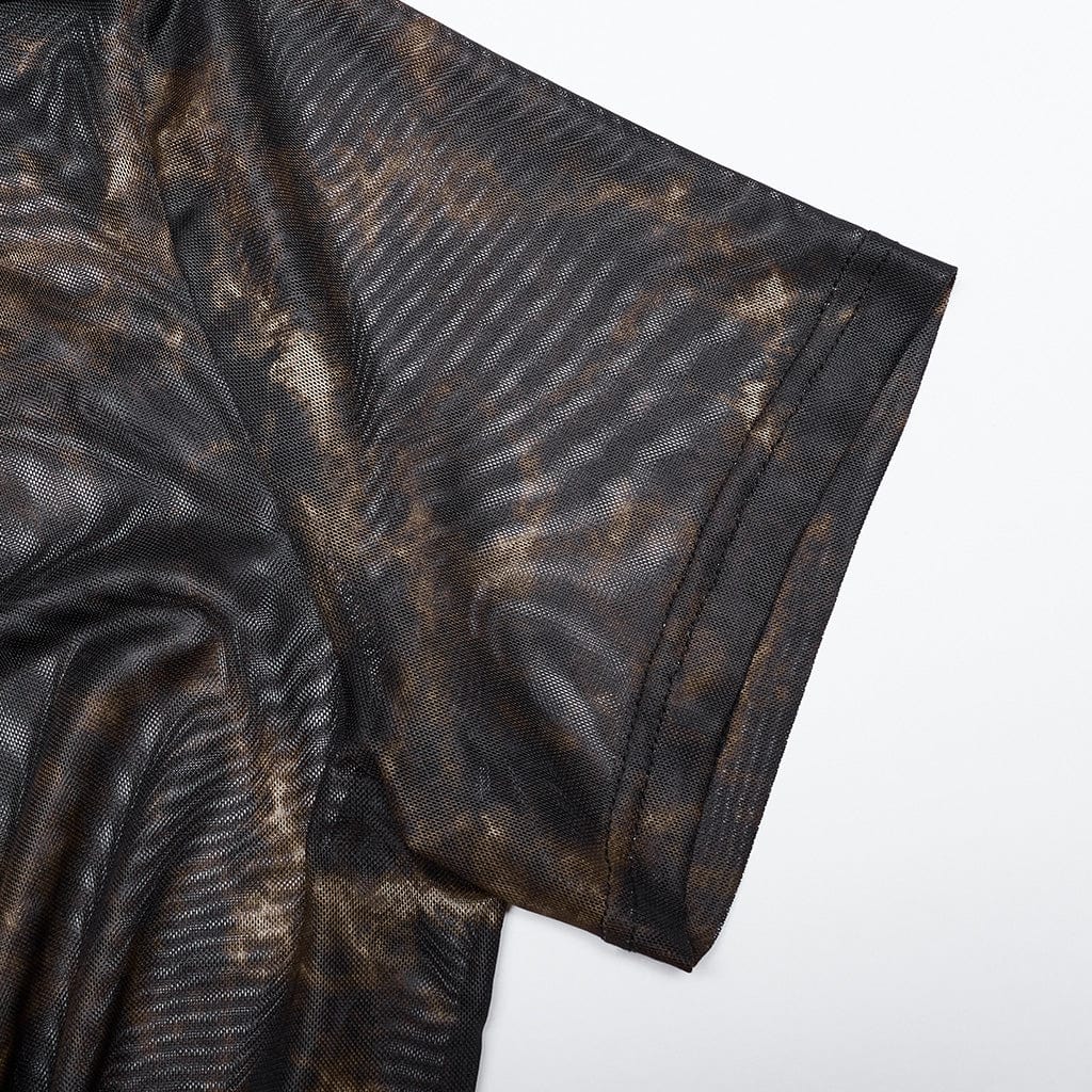 Men's Punk Flaming Mesh Shirt - Image 7