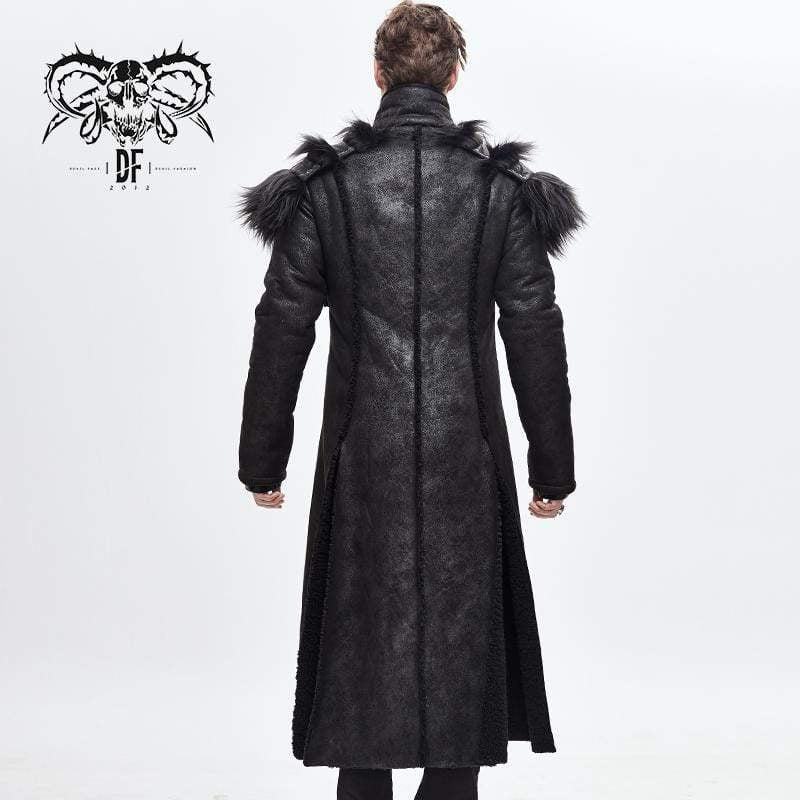 Men's Punk Fur Shoulder Winter Coats - Image 4