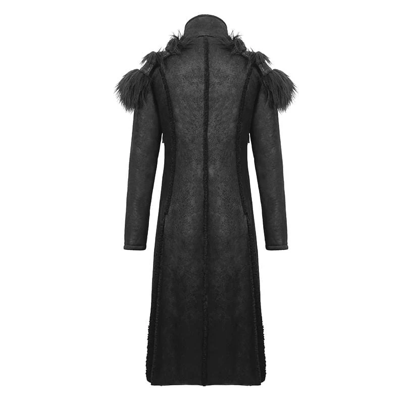 Men's Punk Fur Shoulder Winter Coats - Image 7