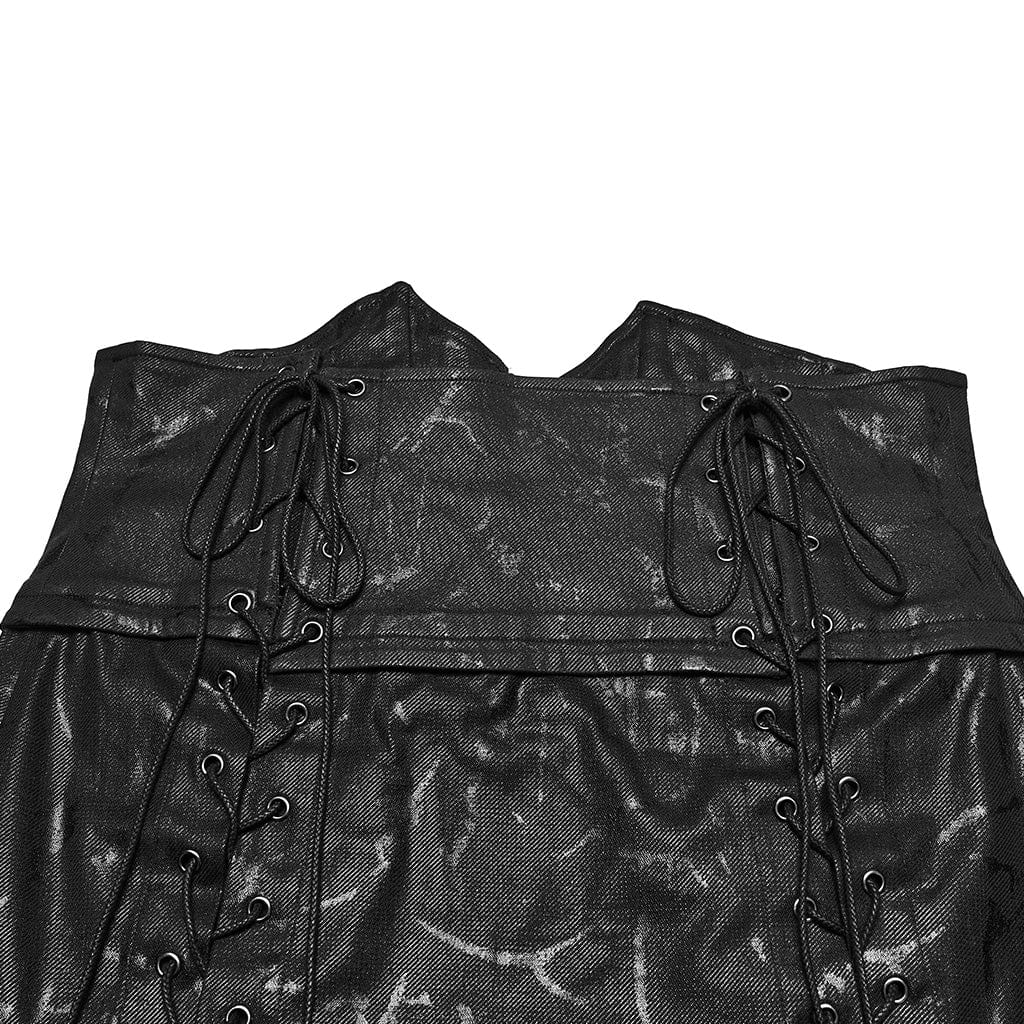 Men's Punk Handcuffs Lace-up High-waisted Skirt - Image 9