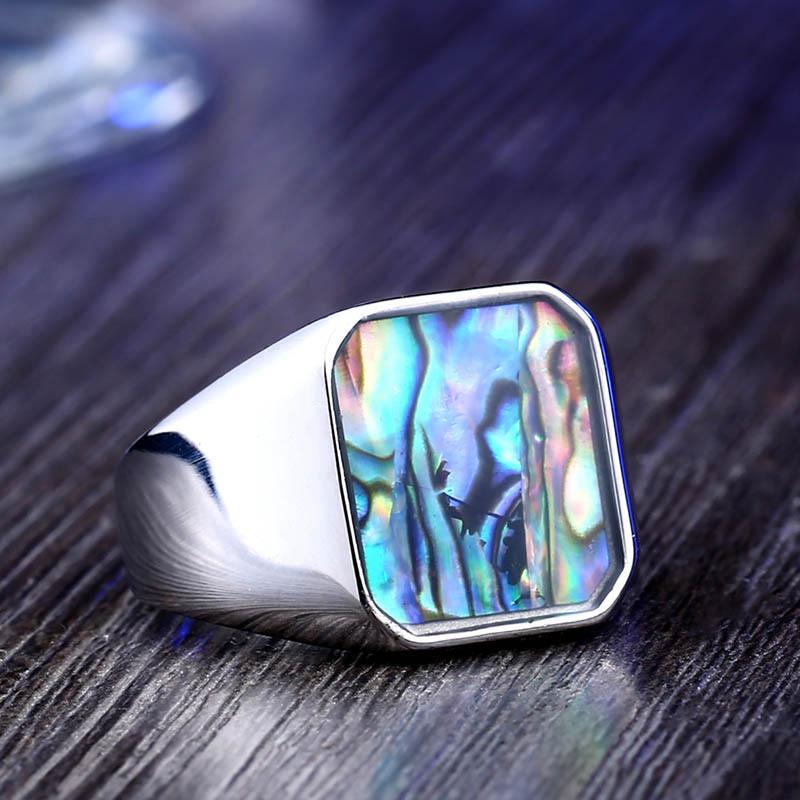 Men's Punk Inlaid Shell Colorful Ring - Image 2